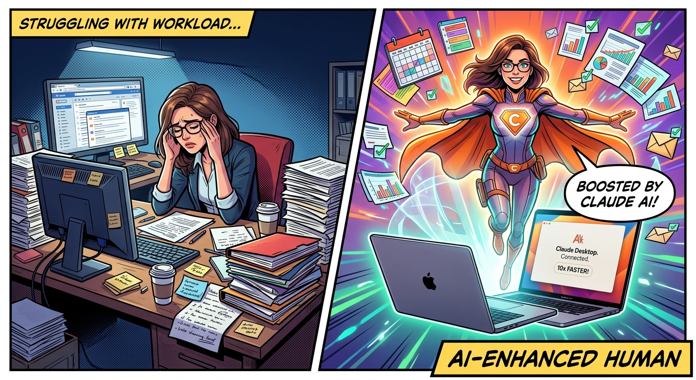 AI-Enhanced Human — before and after